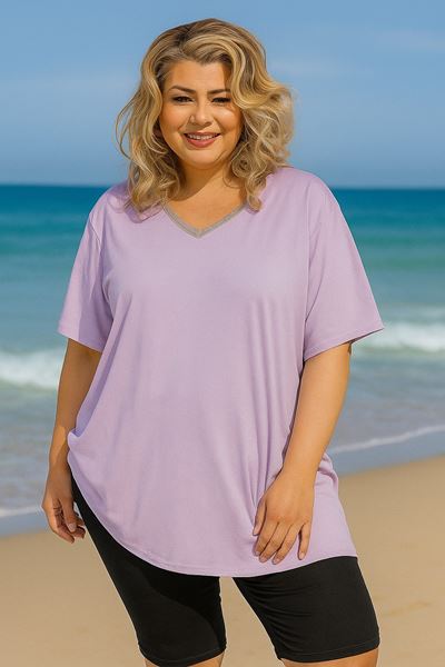 Picture of CURVY GIRL V NECK COTTON T SHIRT